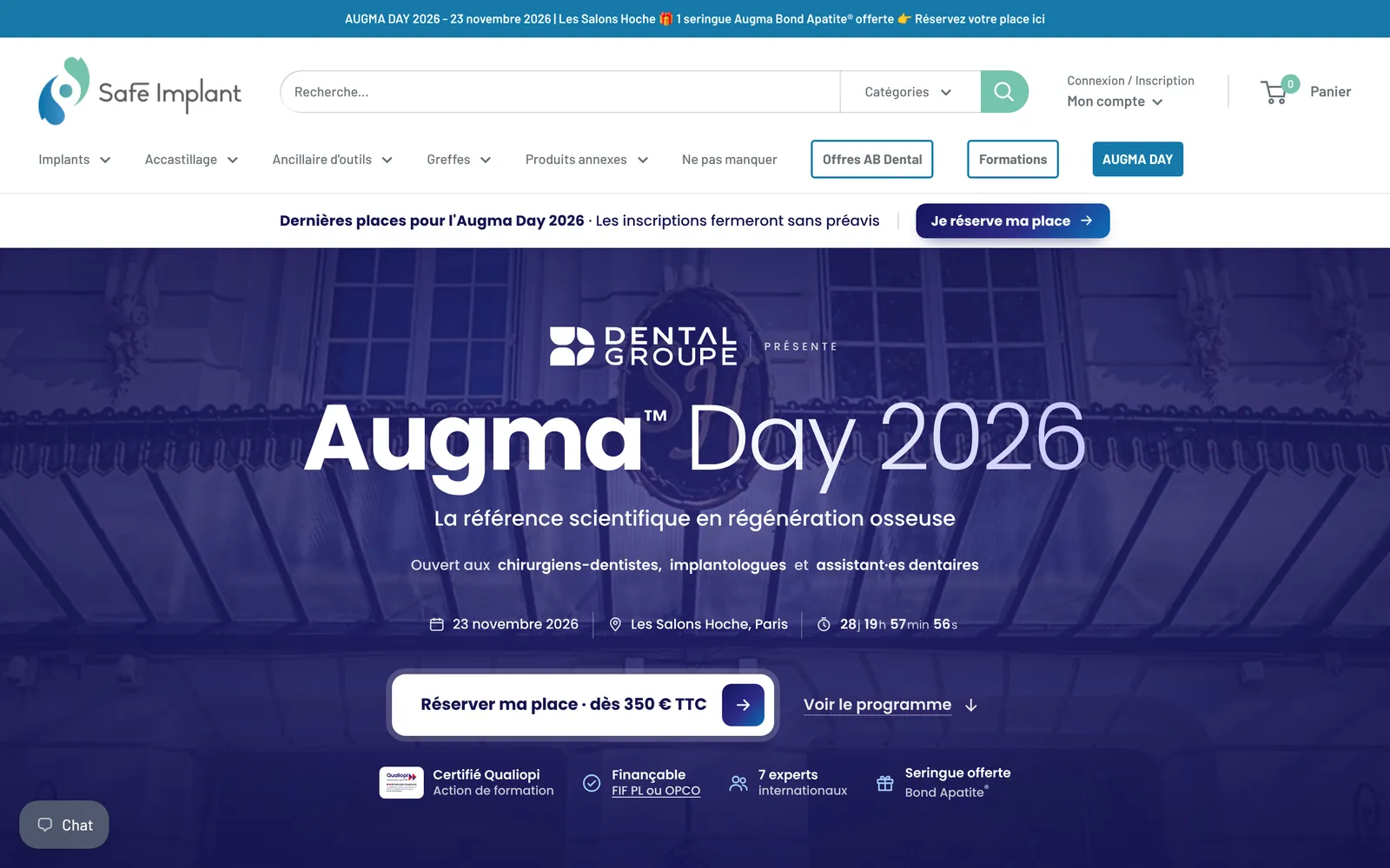 Landing page de l'Augma Day 2026, journée scientifique en régénération osseuse