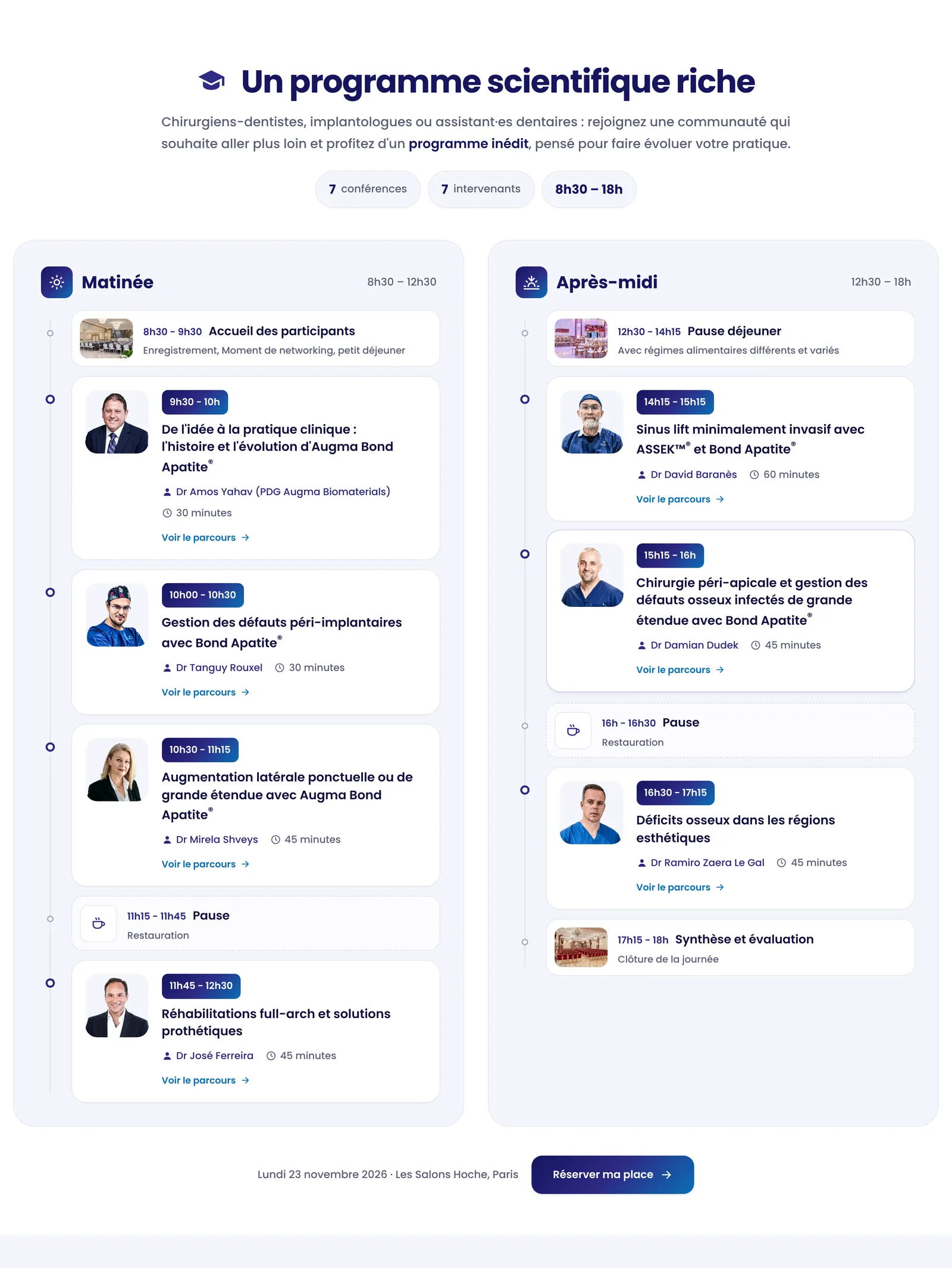 Augma Day 2026 · programme scientifique en frise, matinée et après-midi