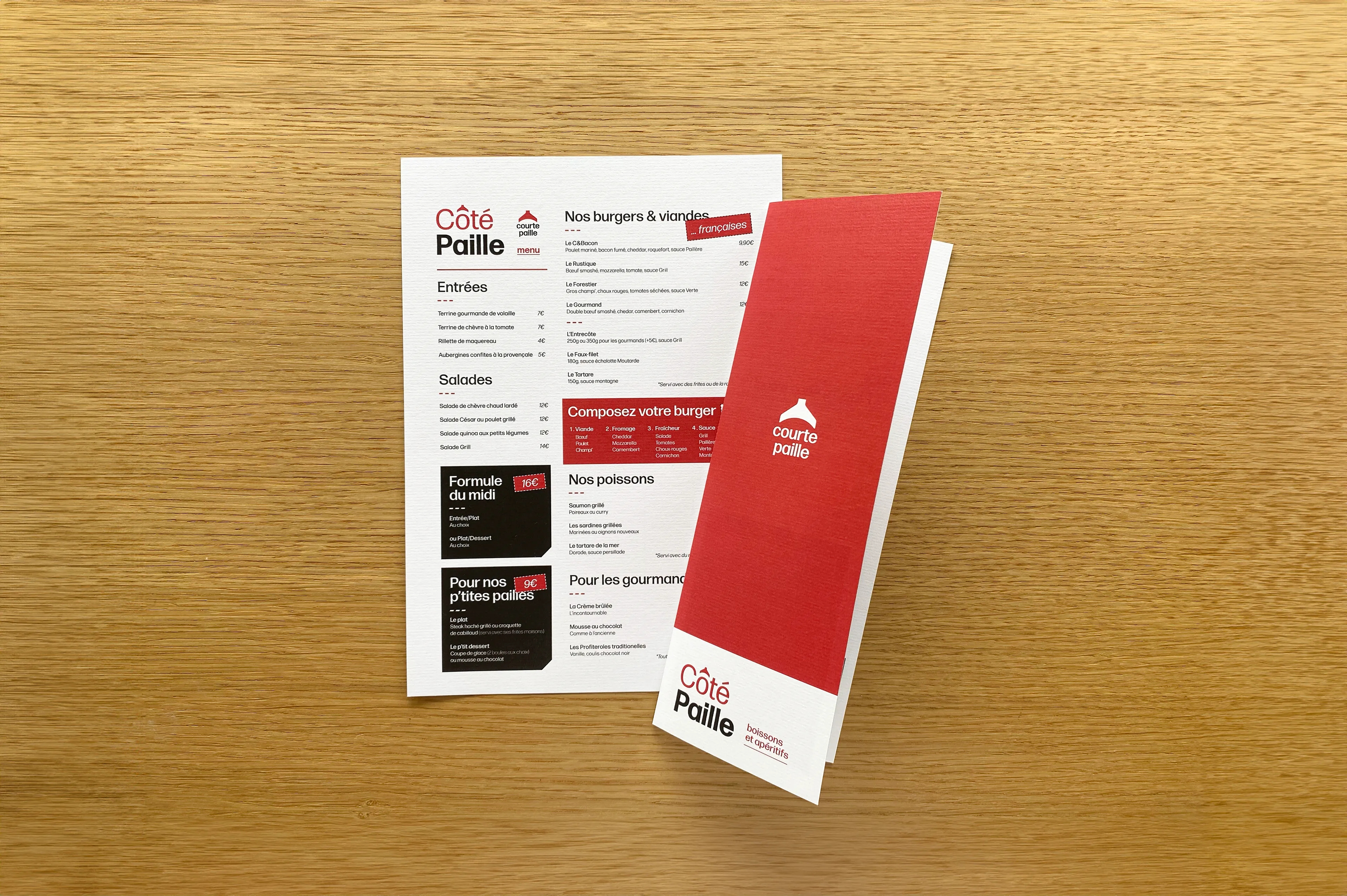 Carte du restaurant Courtepaille · design de menu