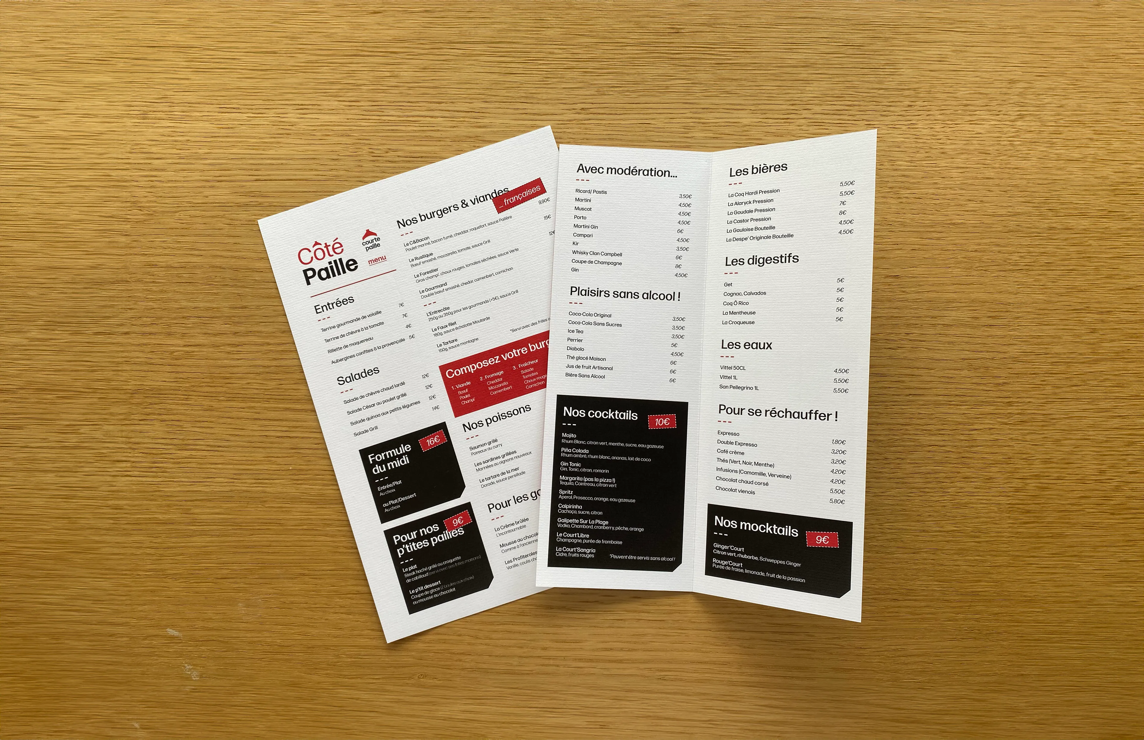 Menu déplié Courtepaille · communication print restauration