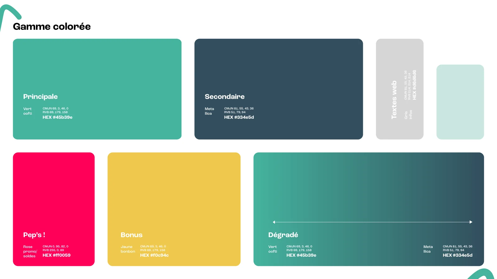 oofti.fr, gamme de couleurs