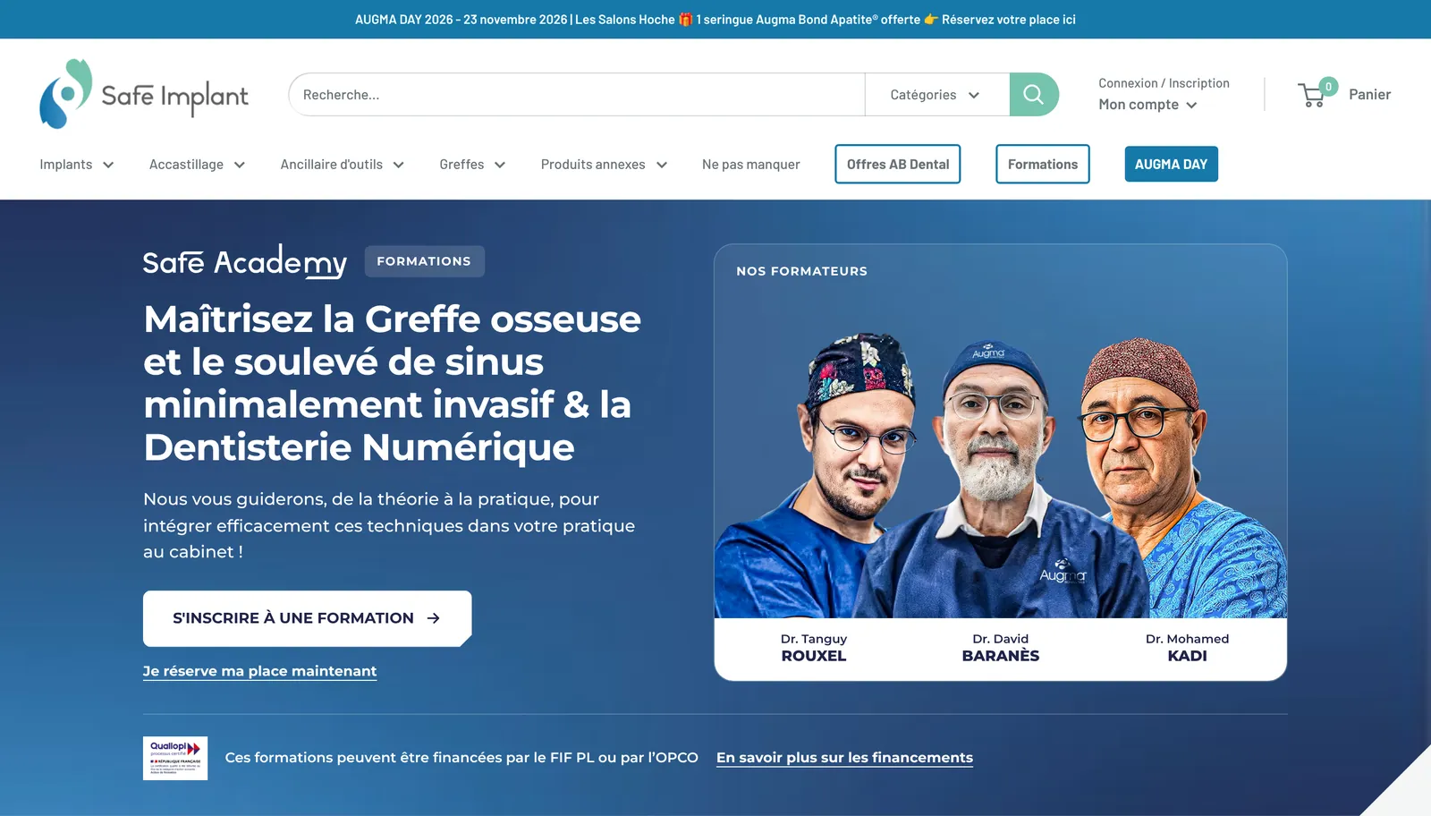 Safe Academy · hero : maîtrisez la greffe osseuse et le soulevé de sinus